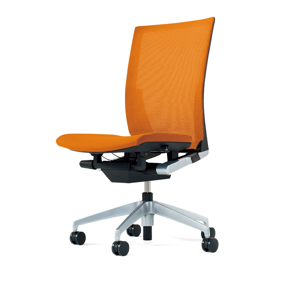 ヴェントチェア （ Vento chair ） KE-830JV1-Z5D3 プレーンメッシュ （ランバーサポートなし）/肘なし/アルミ脚（シルバーメタリック） ［Z5×アンバーオレンジ］