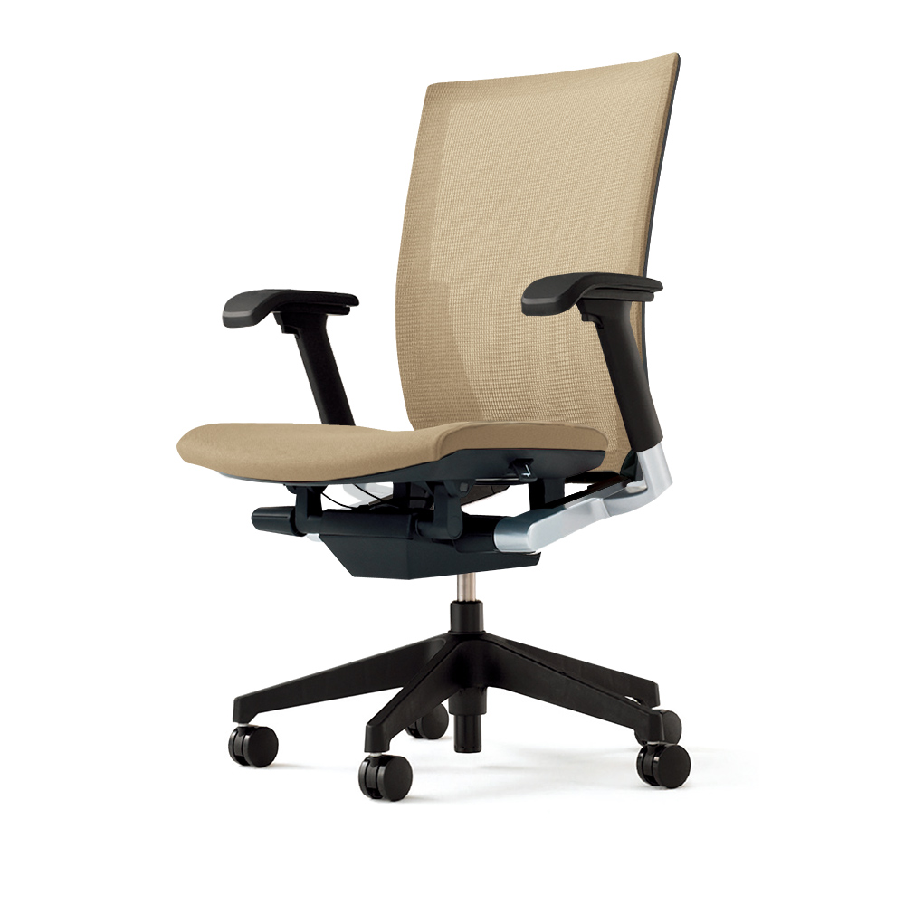 ヴェントチェア （ Vento chair ） KE837JV1-T1Y3 プレーンメッシュ （ランバーサポートなし）/（ブラックT）/可動肘付/樹脂脚 ［サンドイエロー］