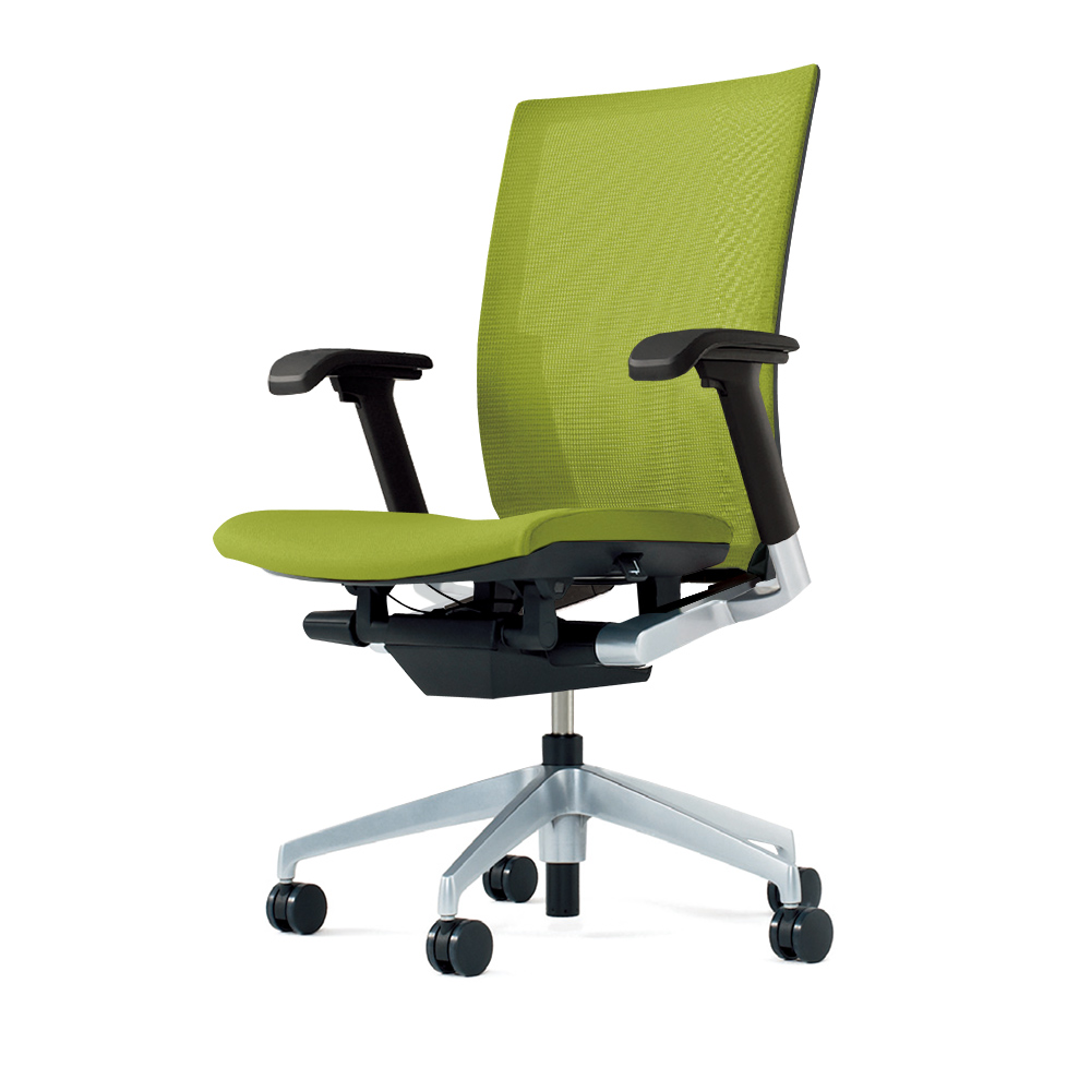 ヴェントチェア （ Vento chair ） KE837JV1-Z5Q6 プレーンメッシュ （ランバーサポートなし）/可動肘付/アルミ脚（シルバーメタリック） ［Z5×モスグリーン］