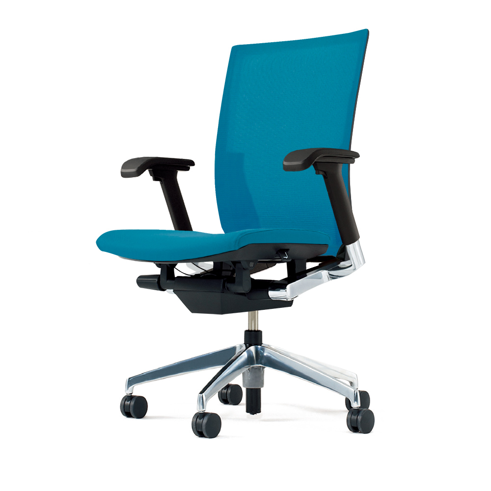 ヴェントチェア （ Vento chair ） KE837JV1-Z9A3 プレーンメッシュ （ランバーサポートなし）/可動肘付/アルミ脚（アルミミラー） ［Z9×ストロングブルー］