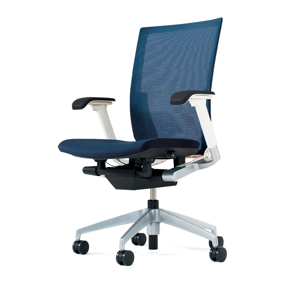 ヴェントチェア （ Vento chair ） KE837JV1-ZLB2 プレーンメッシュ （ランバーサポートなし）/可動肘付/アルミ脚（シルバーメタリック） ［ZL×ネイビーブルー］