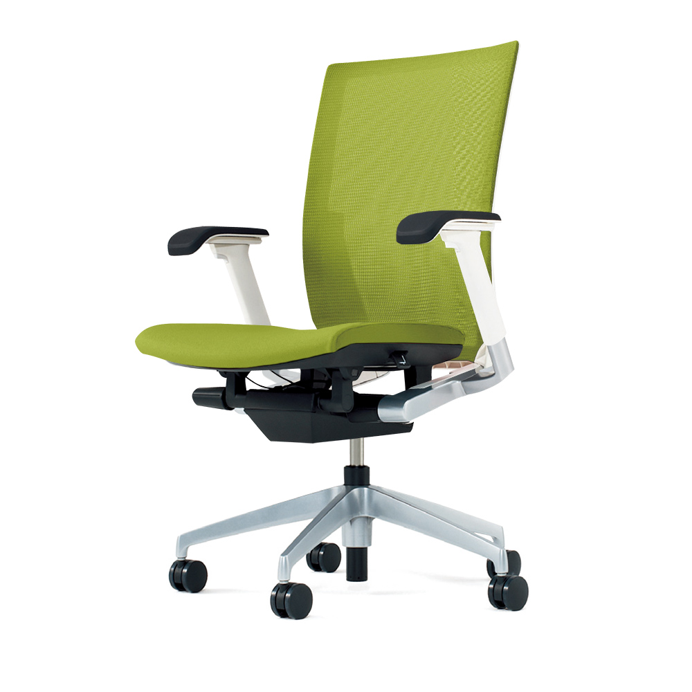 ヴェントチェア （ Vento chair ） KE837JV1-ZLQ6 プレーンメッシュ （ランバーサポートなし）/可動肘付/アルミ脚（シルバーメタリック） ［ZL×モスグリーン］