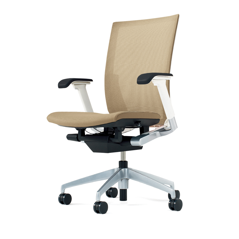 ヴェントチェア （ Vento chair ） KE837JV1-ZLY3 プレーンメッシュ （ランバーサポートなし）/可動肘付/アルミ脚（シルバーメタリック） ［ZL×サンドイエロー］
