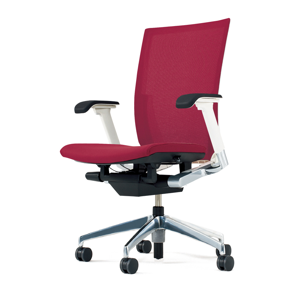 ヴェントチェア （ Vento chair ） KE837JV1-ZWM4 プレーンメッシュ （ランバーサポートなし）/可動肘付/アルミ脚（アルミミラー） ［ZW×ラズベリーレッド］
