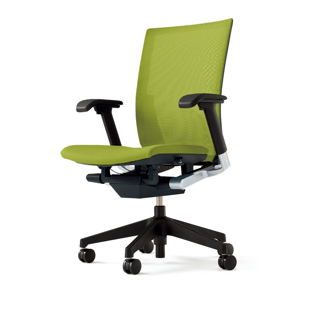 ヴェントチェア （ Vento chair ） KE-867JV1-T1Q6 プレーンメッシュ （ランバーサポート付）/（ブラックT）/可動肘付/樹脂脚 ［モスグリーン］