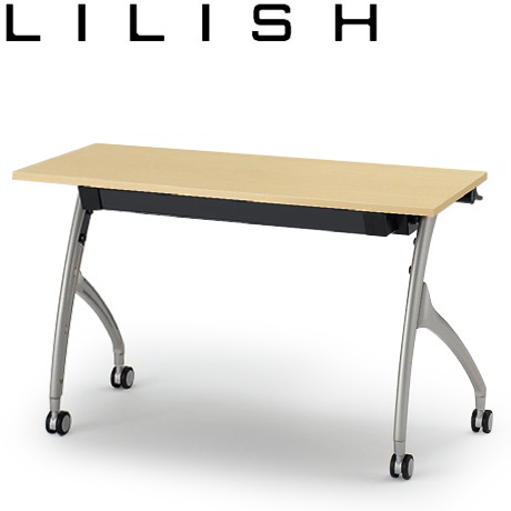 折りたたみテーブル リリッシュ2 THV-124KNX-92　アールタイプ天板 幕板なし 棚なし　W1200×D450 ［脚×天板：Z5×92/ホワイトオークM］