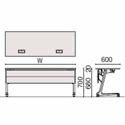 conscia（コンシア）D60テーブル（配線キャップ付タイプ）/幕板付・棚なし W180 ［直角×W9］