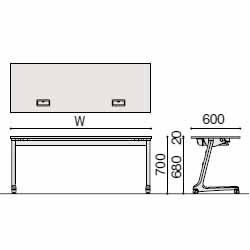 conscia（コンシア）D60テーブル（配線キャップ付タイプ）/幕板なし・棚なし W120 ［直角×W9］