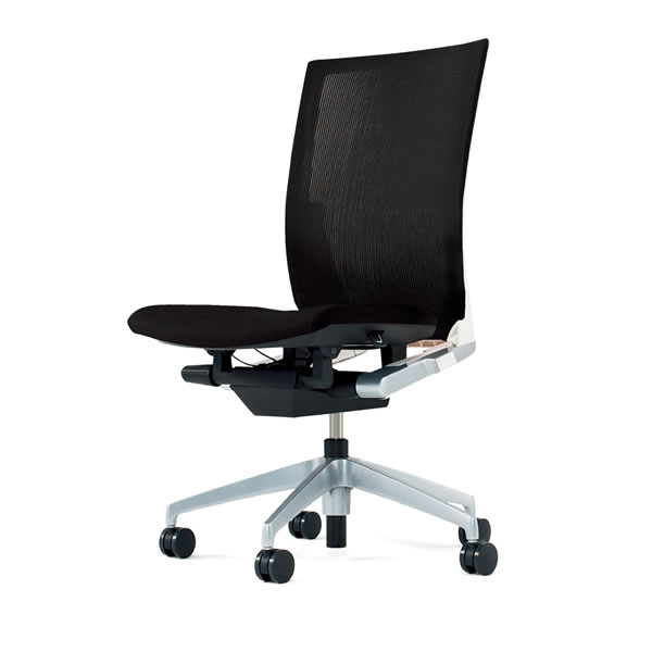 ヴェントチェア （ Vento chair ） KE-860JA-ZLT1T2 ストライプレイヤーファブリック （ランバーサポート付）/肘なし/アルミ脚（シルバーメタリック） ［ZL×T2_オフブラックT］
