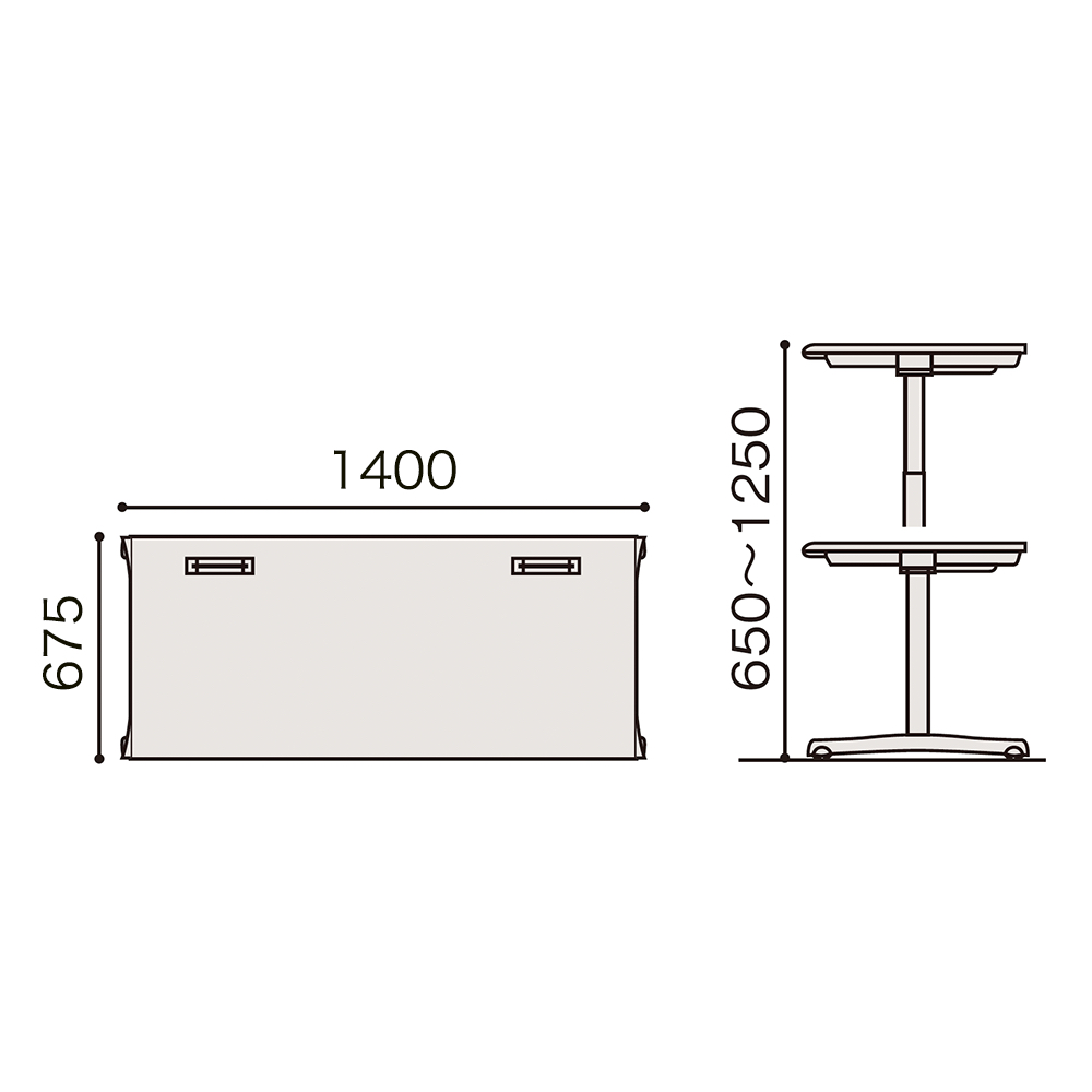トイロ デスク （ toiro desk ） JZD-1407HA-CPL 昇降スイッチ /アルミミラー脚 / 天板 ( W140 × D67.5cm ・ ラウンドエッジ ） [ PL （天板 : W9 / ホワイトW × 支柱 : T1 / ブラックT × 脚 : Z9 / アルミミラー） ]