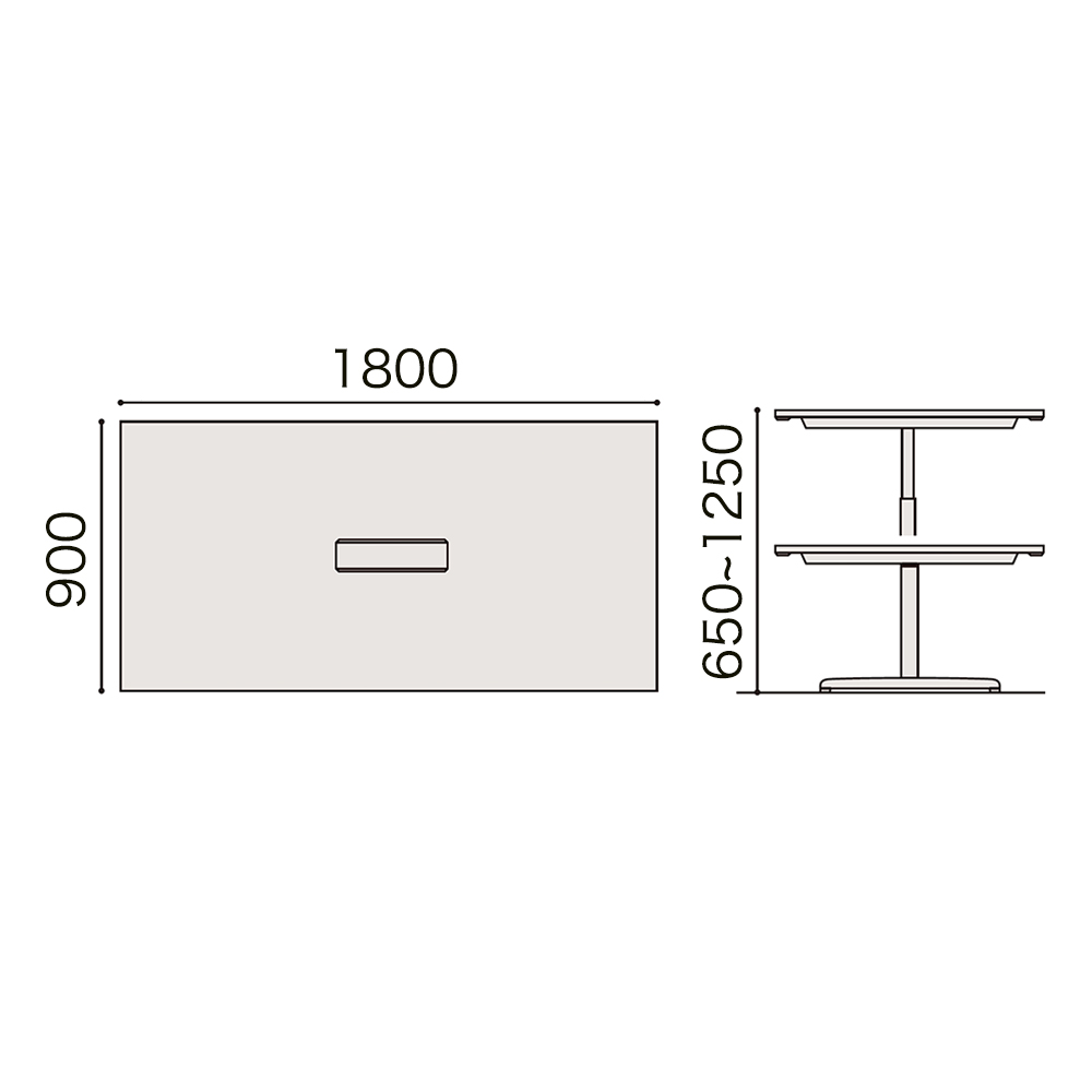 トイロ テーブル （ toiro table ） JZT-1809WA-AWL 配線対応天板 昇降スイッチ 塗装脚 W180 × D90cm [ WL/天板W9×脚W9］