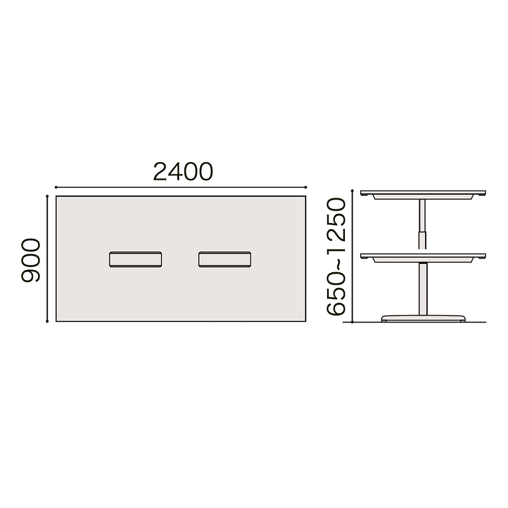トイロ テーブル （ toiro table ） JZT-2409WA-AWL 配線対応天板 昇降スイッチ 塗装脚 W240 × D90cm [ WL/天板W9×脚W9］