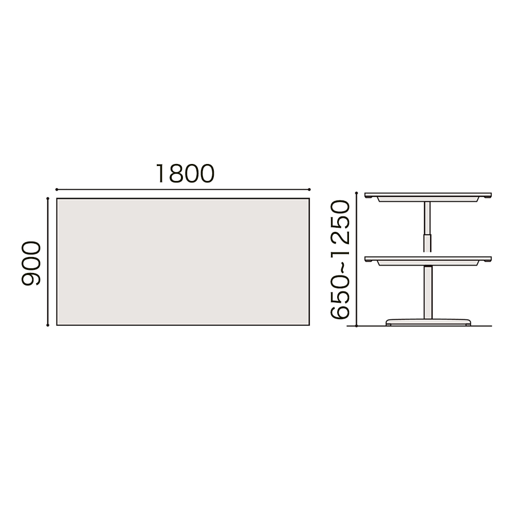 トイロ テーブル （ toiro table ） JZT-1809NA-APL プレーン天板 昇降スイッチ アルミミラー脚 W180 × D90cm [ PL/W9/ホワイト］