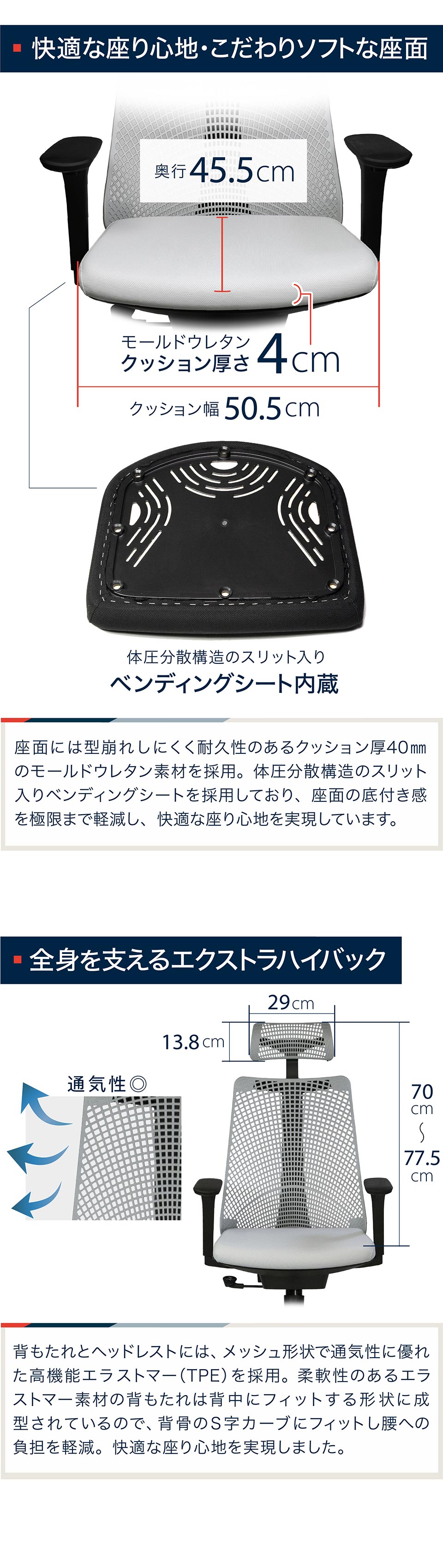 快適な座り心地・こだわりソフトな座面