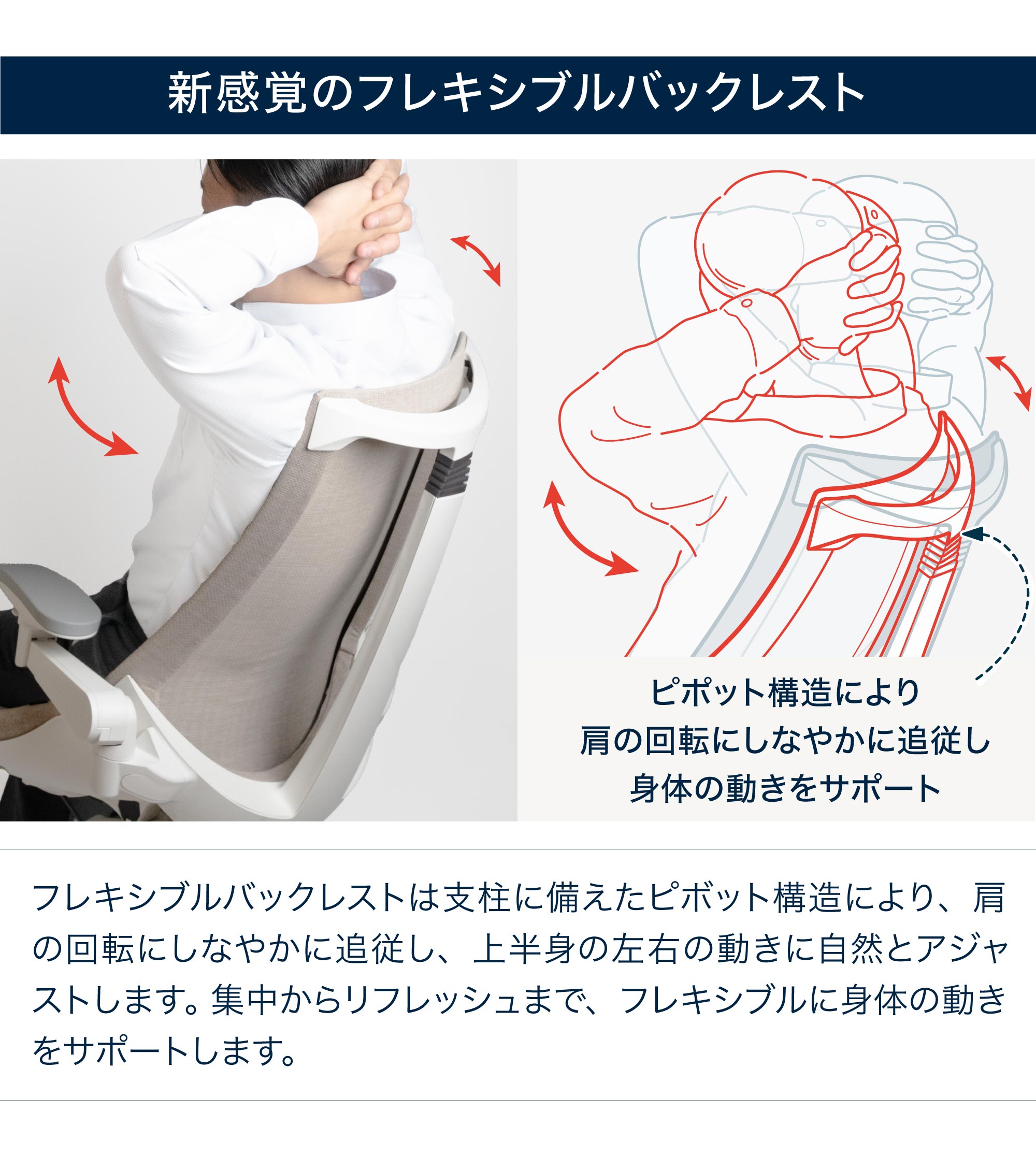 テレワーク 在宅ワーク アクト　新感覚のフレキシブルバックレスト