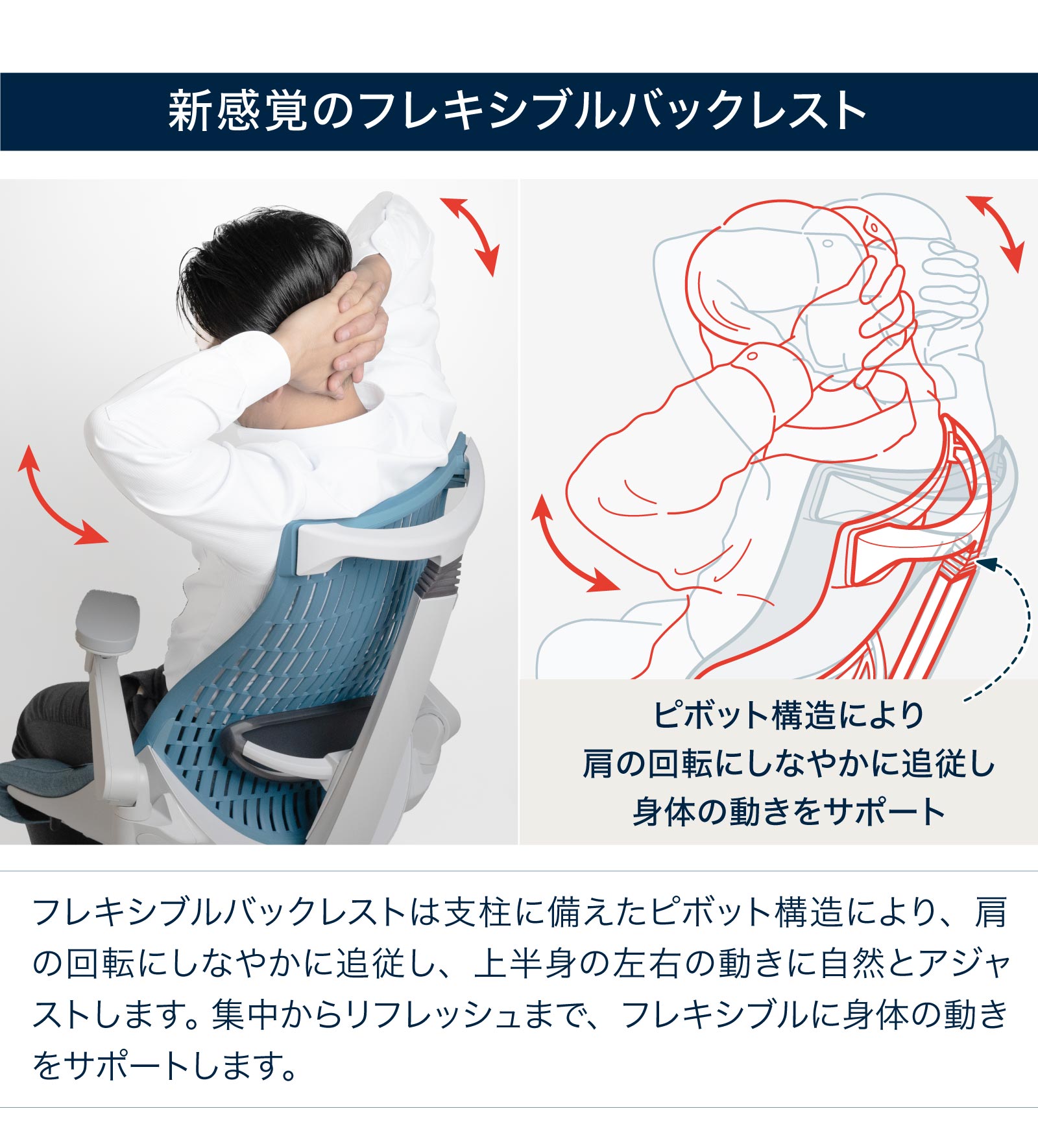 テレワーク 在宅ワーク アクト 新感覚のフレキシブルバックレスト