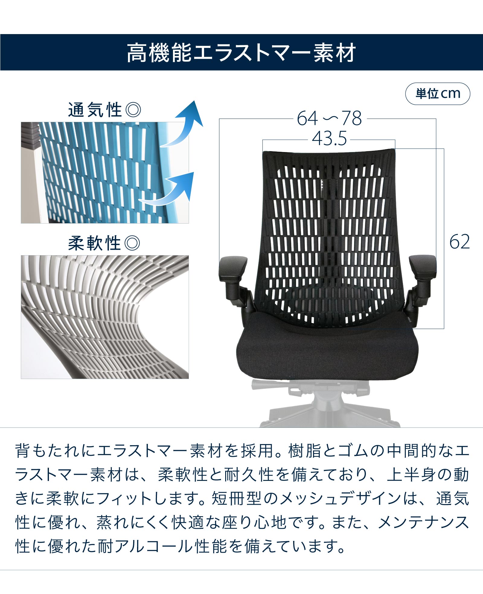 テレワーク 在宅ワーク アクト 通気性にすぐれたメッシュ素材