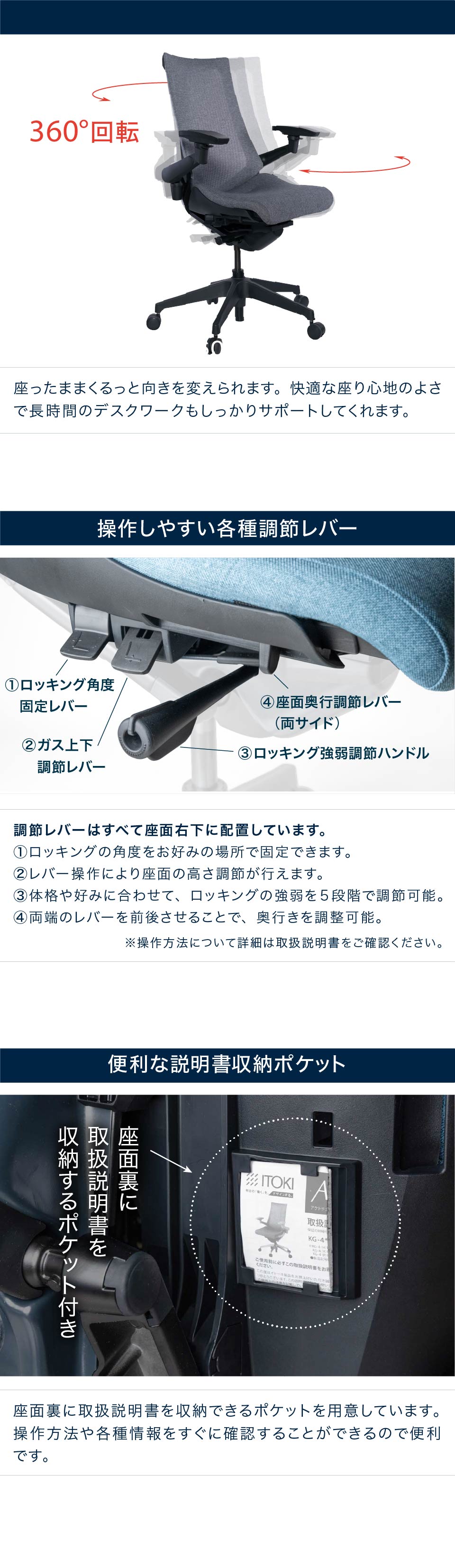 テレワーク 在宅ワーク アクト　使いやすい各種操作レバー