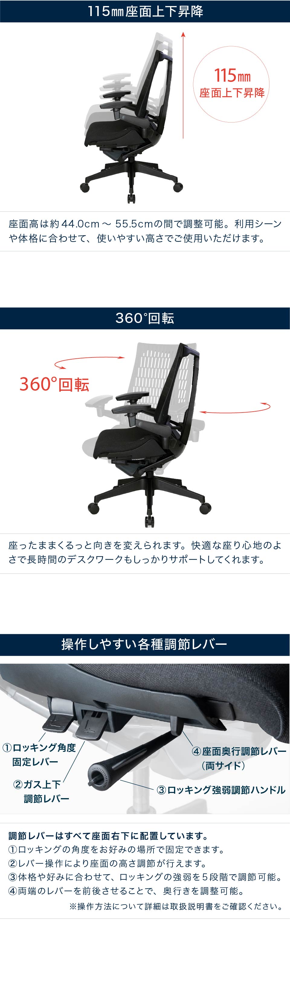 テレワーク 在宅ワーク アクト 使いやすい各種操作レバー