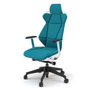 フリップフラップ チェア KF-825GCH-TWA3(SO) エクストラハイバック 固定肘 ハンガー 樹脂脚 抵抗ウレタン双輪キャスター ［TW×A3/ストロングブルー］