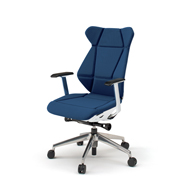 フリップフラップ チェア KF-835GC-ZWB2 ハイバック 固定肘 アルミ脚 ［ZW×B2/ネイビーブルー］