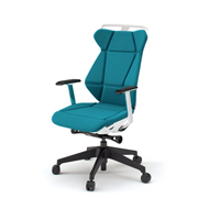 フリップフラップ チェア KF-835GCH-TWA3(SO) ハイバック 固定肘 ハンガー  樹脂脚 抵抗ウレタン双輪キャスター  ［TW×A3/ストロングブルー］