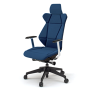 フリップフラップ チェア KF-855GC-TTB2(SO)  エクストラハイバック 固定肘 ランバーサポート 樹脂脚 抵抗ウレタン双輪キャスター ［TT×B2/ネイビーブルー］