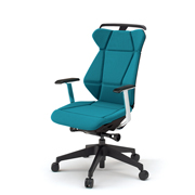 フリップフラップ チェア KF-865GCH-TTA3 ハイバック 固定肘 ランバーサポート ハンガー 樹脂脚 ［TT×A3/ストロングブルー］