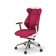 フリップフラップ チェア KF-865GCH-ZWM4(SO) ハイバック 固定肘 ランバーサポート ハンガー アルミ脚 抵抗ウレタン双輪キャスター ［ZW×M4/ラズベリーレッド］