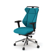 フリップフラップ チェア KF-867GCH-ZTA3(SO) ハイバック 可動肘 ランバーサポート ハンガー アルミ脚 抵抗ウレタン双輪キャスター ［ZT×A3/ストロングブルー］