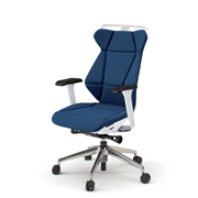 フリップフラップ チェア KF-867GCH-ZWB2(SO) ハイバック 可動肘 ランバーサポート ハンガー アルミ脚 抵抗ウレタン双輪キャスター ［ZW×B2/ネイビーブルー］