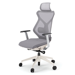 セクアチェア エクストラハイバック KG-355JV1-WWW6　ベースカラーWW T型肘付 ナイロン双輪キャスター ［W6/ライトグレーW］