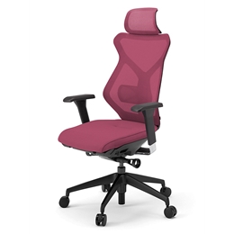 セクアチェア エクストラハイバック KG-357JV1-TTM4　ベースカラーTT/アジャスタブル肘付 ナイロン双輪キャスター ［M4/ラズベリーレッド］