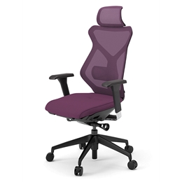 セクアチェア エクストラハイバック KG-357JV1-TTX7　ベースカラーTT/アジャスタブル肘付 ナイロン双輪キャスター ［X7/プラムパープル］
