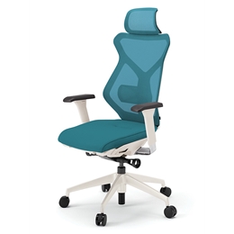 セクアチェア エクストラハイバック KG-357JV1-WWA3　ベースカラーWW/アジャスタブル肘付 ナイロン双輪キャスター ［A3/ストロングブルー］