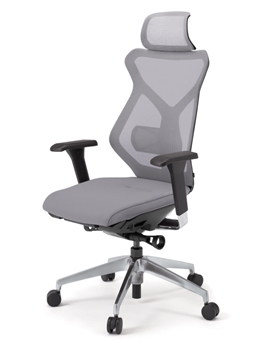 セクアチェア エクストラハイバック KG-357JV1-ZTW6　ベースカラーZT/アジャスタブル肘付 ナイロン双輪キャスター ［W6/ライトグレーW］