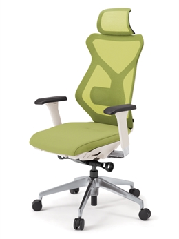 セクアチェア エクストラハイバック KG-357JV1-ZWQ6　ベースカラーZW/アジャスタブル肘付 ナイロン双輪キャスター ［Q6/モスグリーン］