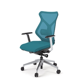 セクアチェア ハイバック KG-365JV1-ZTA3　ベースカラーZT T型肘付 ナイロン双輪キャスター ［A3/ストロングブルー］