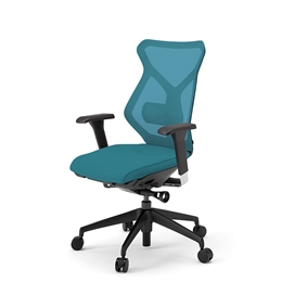セクアチェア ハイバック KG-367JV1-TTA3　ベースカラーTT/アジャスタブル肘付 ナイロン双輪キャスター ［A3/ストロングブルー］