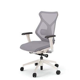 セクアチェア ハイバック KG-367JV1-WWW6　ベースカラーWW/アジャスタブル肘付 ナイロン双輪キャスター ［W6/ライトグレーW］