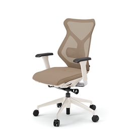 セクアチェア ハイバック KG-367JV1-WWY3　ベースカラーWW/アジャスタブル肘付 ナイロン双輪キャスター ［Y3/サンドイエロー］