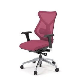 セクアチェア ハイバック KG-367JV1-ZTM4　ベースカラーZT/アジャスタブル肘付 ナイロン双輪キャスター ［M4/ラズベリーレッド］