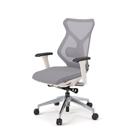 セクアチェア ハイバック KG-367JV1-ZWW6　ベースカラーZW/アジャスタブル肘付 ナイロン双輪キャスター ［W6/ライトグレーW］