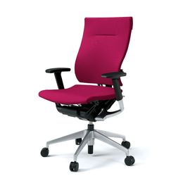 スピーナチェア 背クロス  可動肘 シルバーメタリック脚 ［M4_ラズベリーレッド］