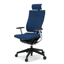 スピーナチェア エクストラハイバック 背クロス 固定肘（T型肘） 樹脂脚 ［B2_ネイビーブルー］