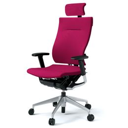 スピーナチェア エクストラハイバック 背クロス  可動肘 シルバーメタリック脚 ［M4_ラズベリーレッド］