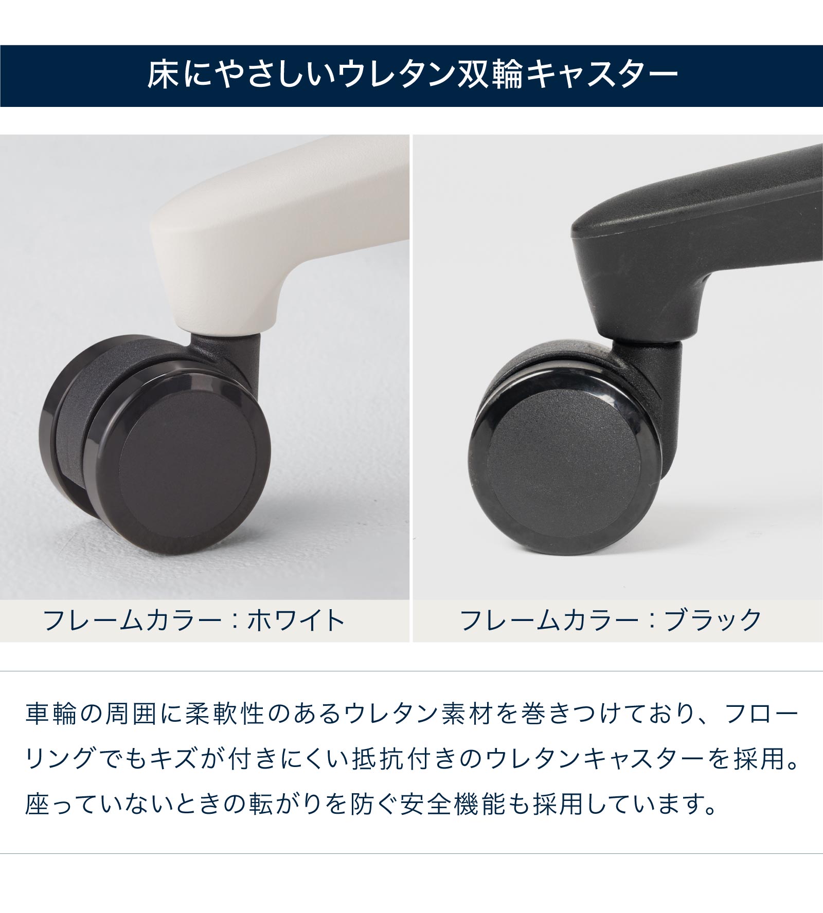 テレワーク 在宅ワーク トルテU 床にやさしいウレタン双輪キャスター
