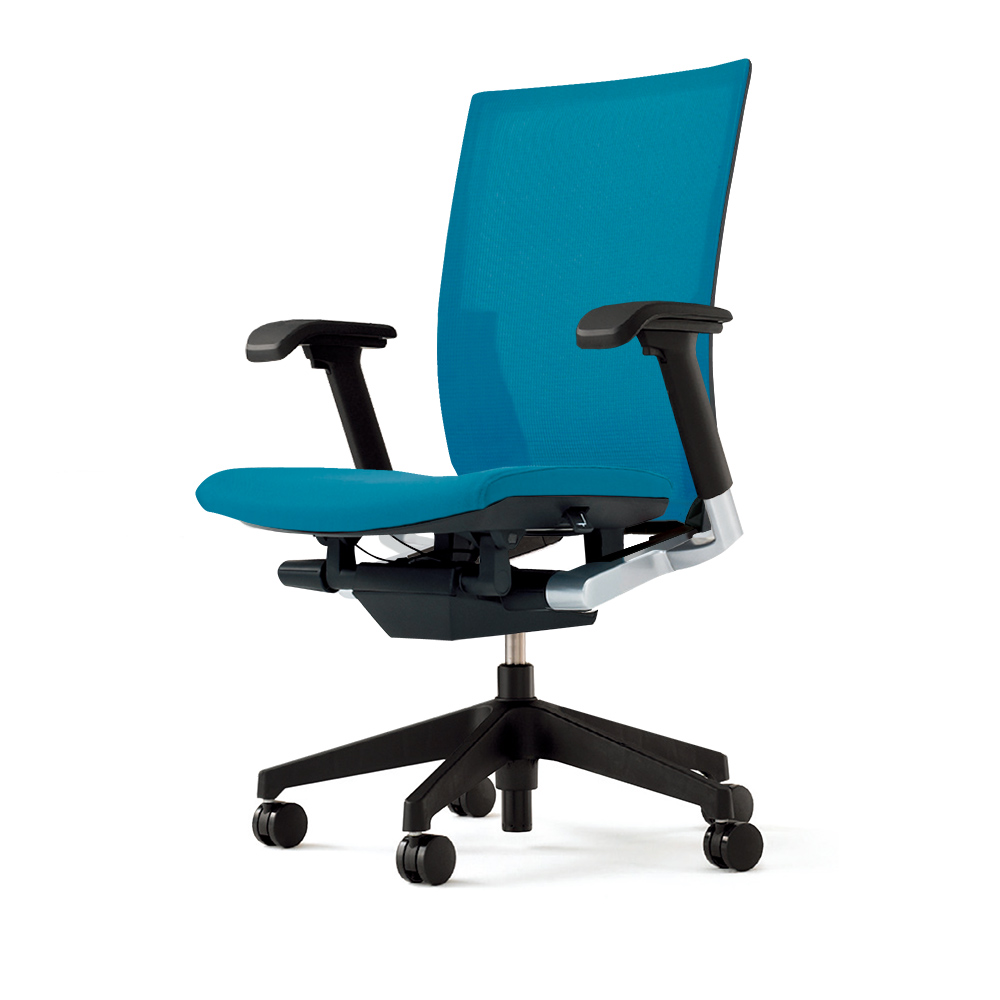 ヴェントチェア （ Vento chair ） KE837JV1-T1A3 プレーンメッシュ （ランバーサポートなし）/（ブラックT）/可動肘付/樹脂脚 ［ストロングブルー］
