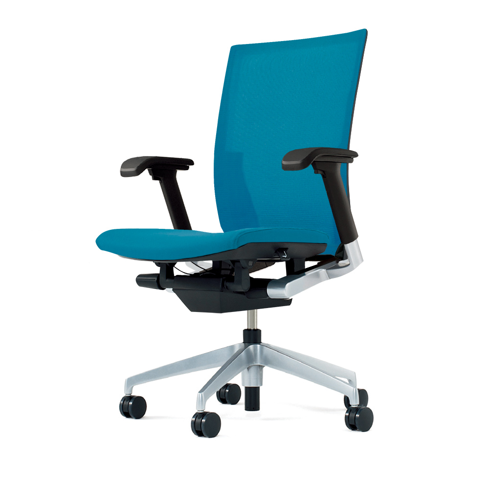 ヴェントチェア （ Vento chair ） KE-837JB-Z5A3 プレーンメッシュ （ランバーサポートなし）/可動肘付/アルミ脚（シルバーメタリック） ［Z5×ストロングブルー］