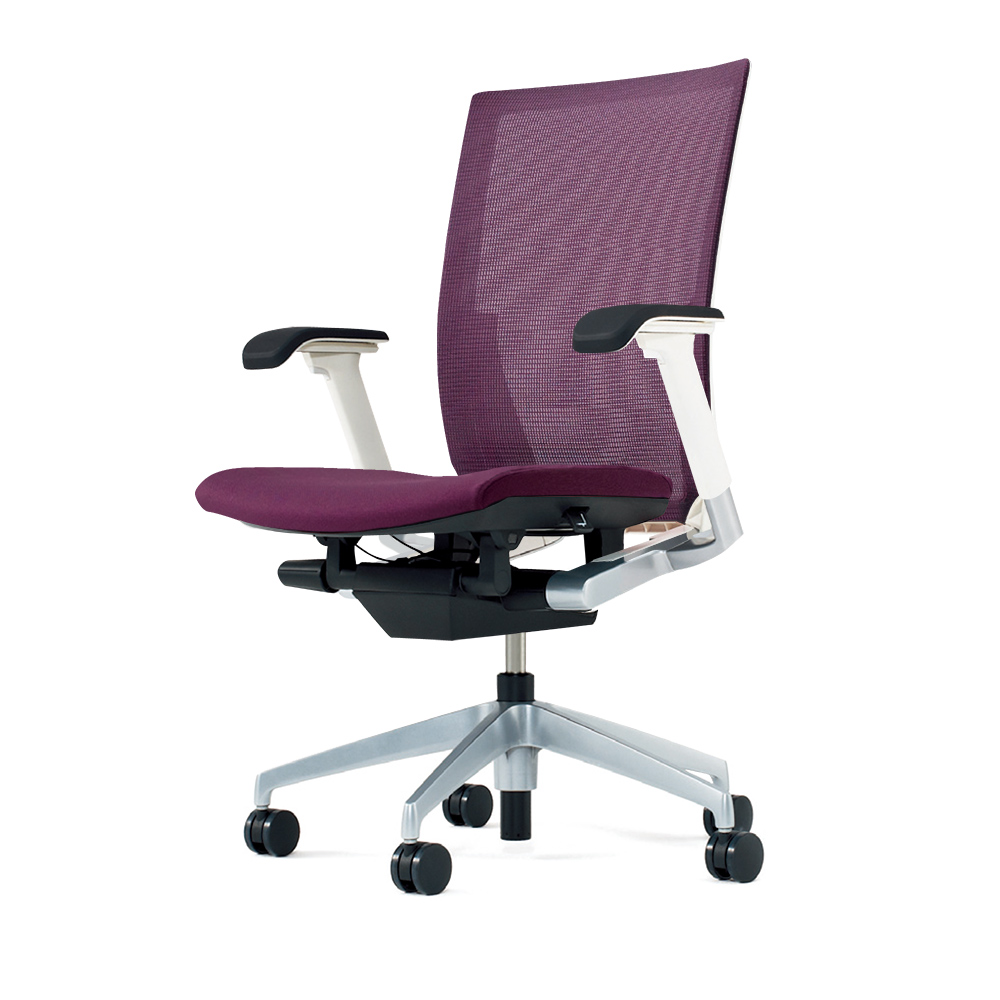 ヴェントチェア （ Vento chair ） KE-837JB-ZLX7 プレーンメッシュ （ランバーサポートなし）/可動肘付/アルミ脚（シルバーメタリック） ［ZL×プラムパープル］